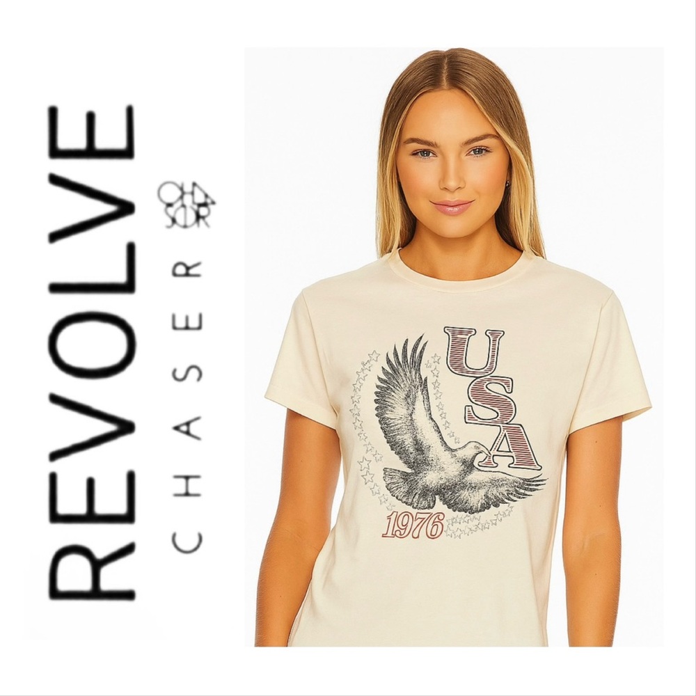 NWT Revolve x Chaser USA 1976 Vintage Tee Cream